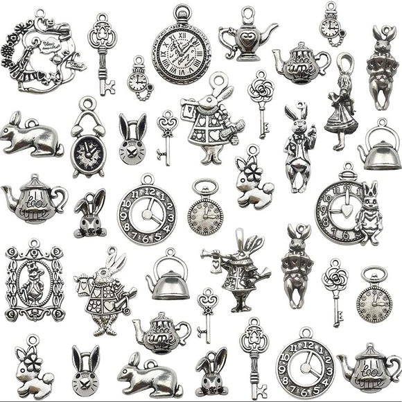 40 Alice in wonderland charms silver or bronze - Picture 1 of 5